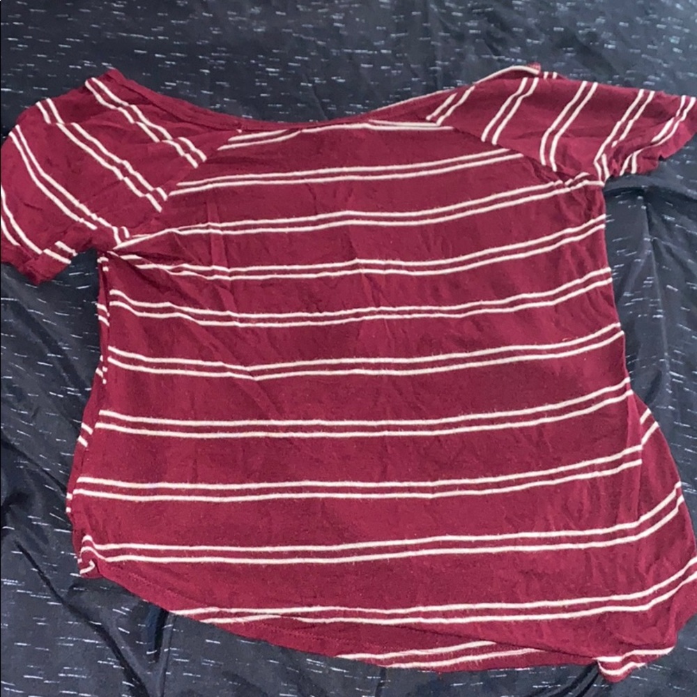 Burgundy and White Crop Top